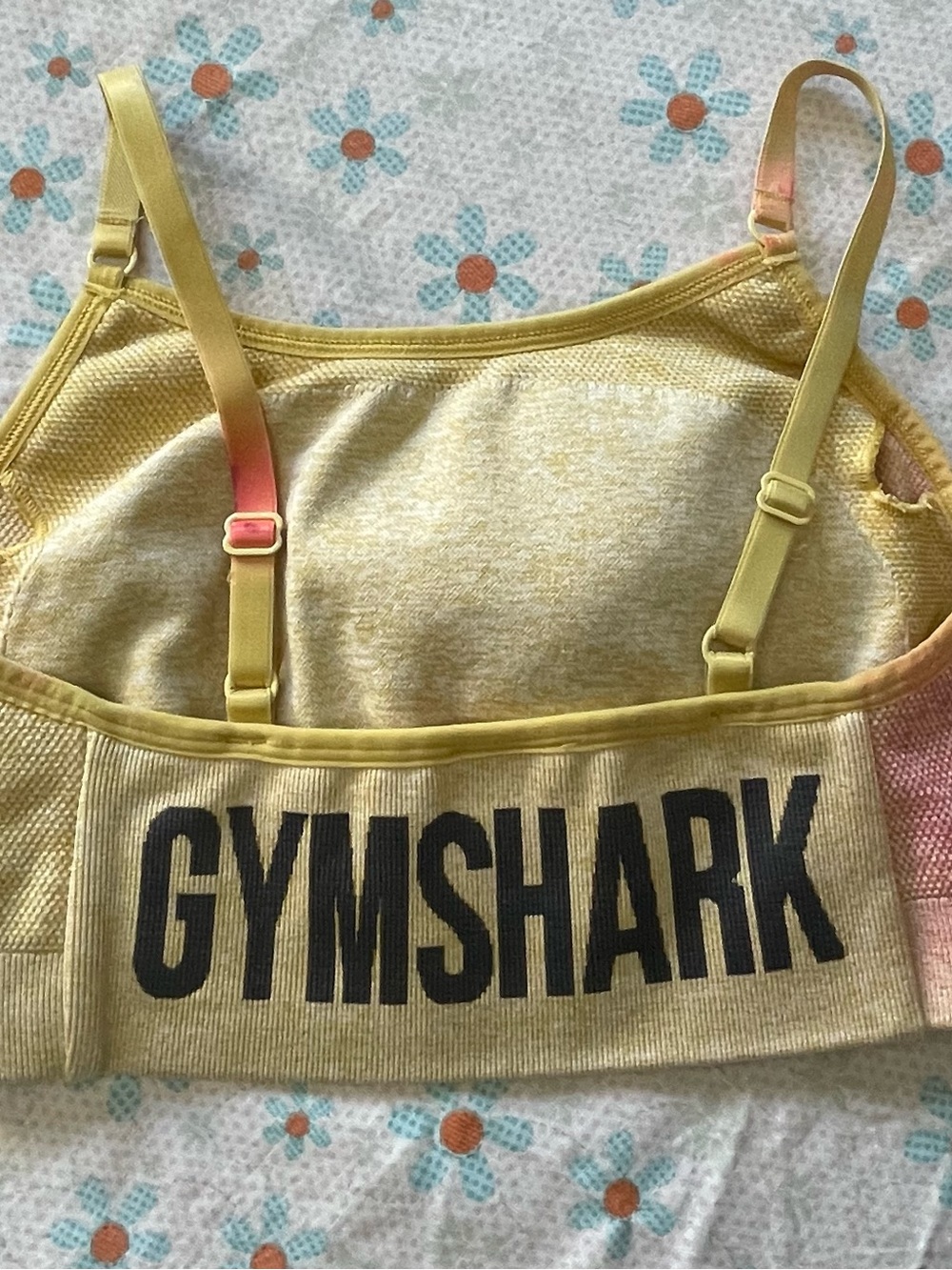 Gymshark Yellow Seamless Sports Top with Black Logo Accent